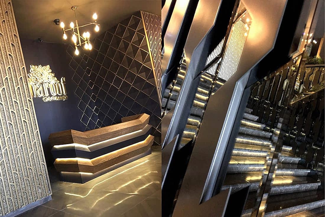 cevat-aksoy-tasarim, sadece-creative-studio, maroof-cafe-lounge, banko-tasarim, merdiven-tasarım, duvar-giydirme, aydinlatma, reception-tasarim,
